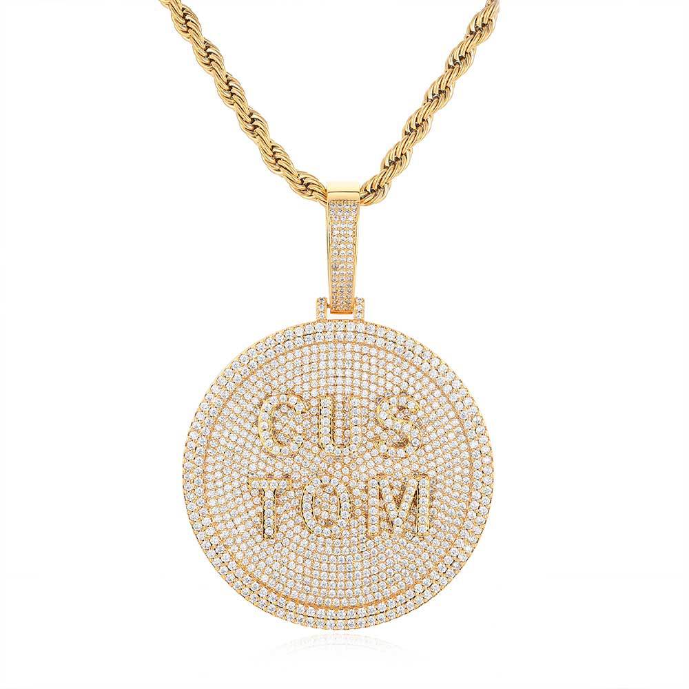 GUBANLINK 60MM Customized Letter Necklace 3D Large Disc