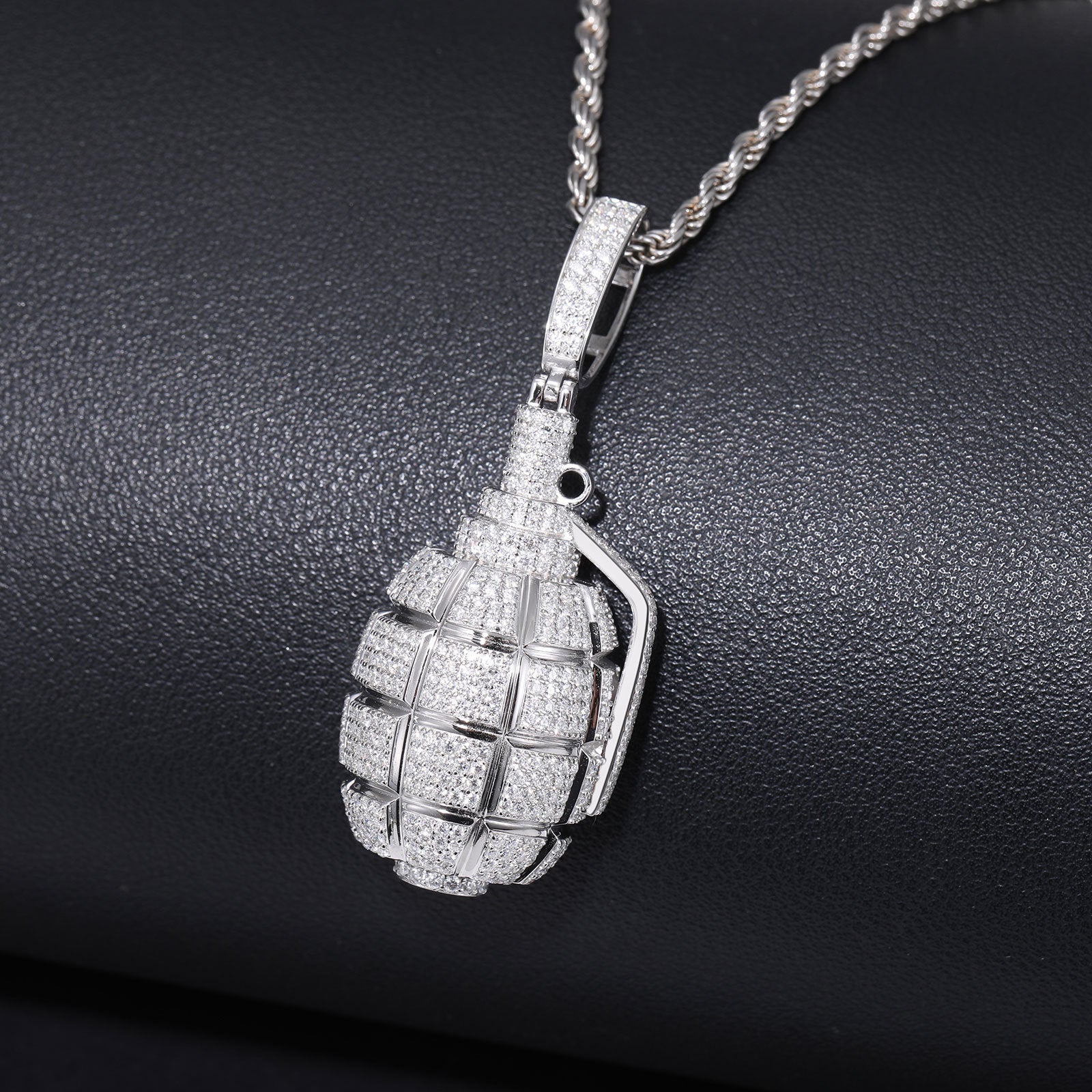 Moissanite Hand Grenade Pendant