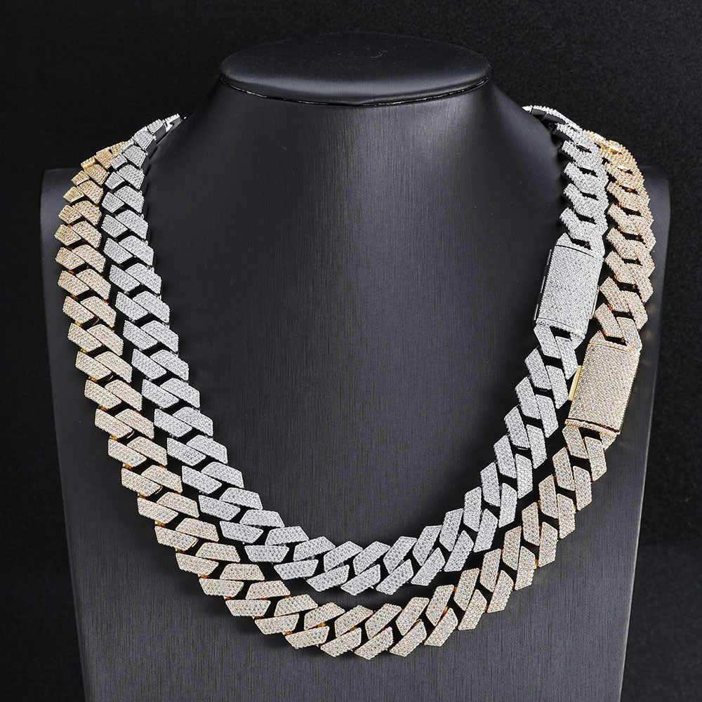 15mm Moissanite S925 Silver Necklace with Diamond Diamond Cuban Chain