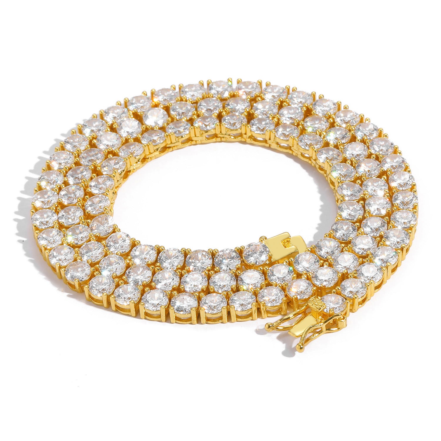 3-5mm S925 Silver Gold Moissanite Single Row Tennis Chains