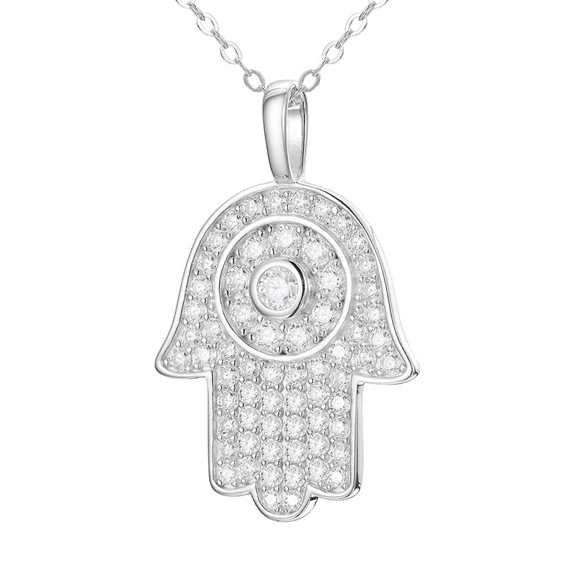 Hamsa Hand 925 Vvs d Moissanite Diamond Pendant