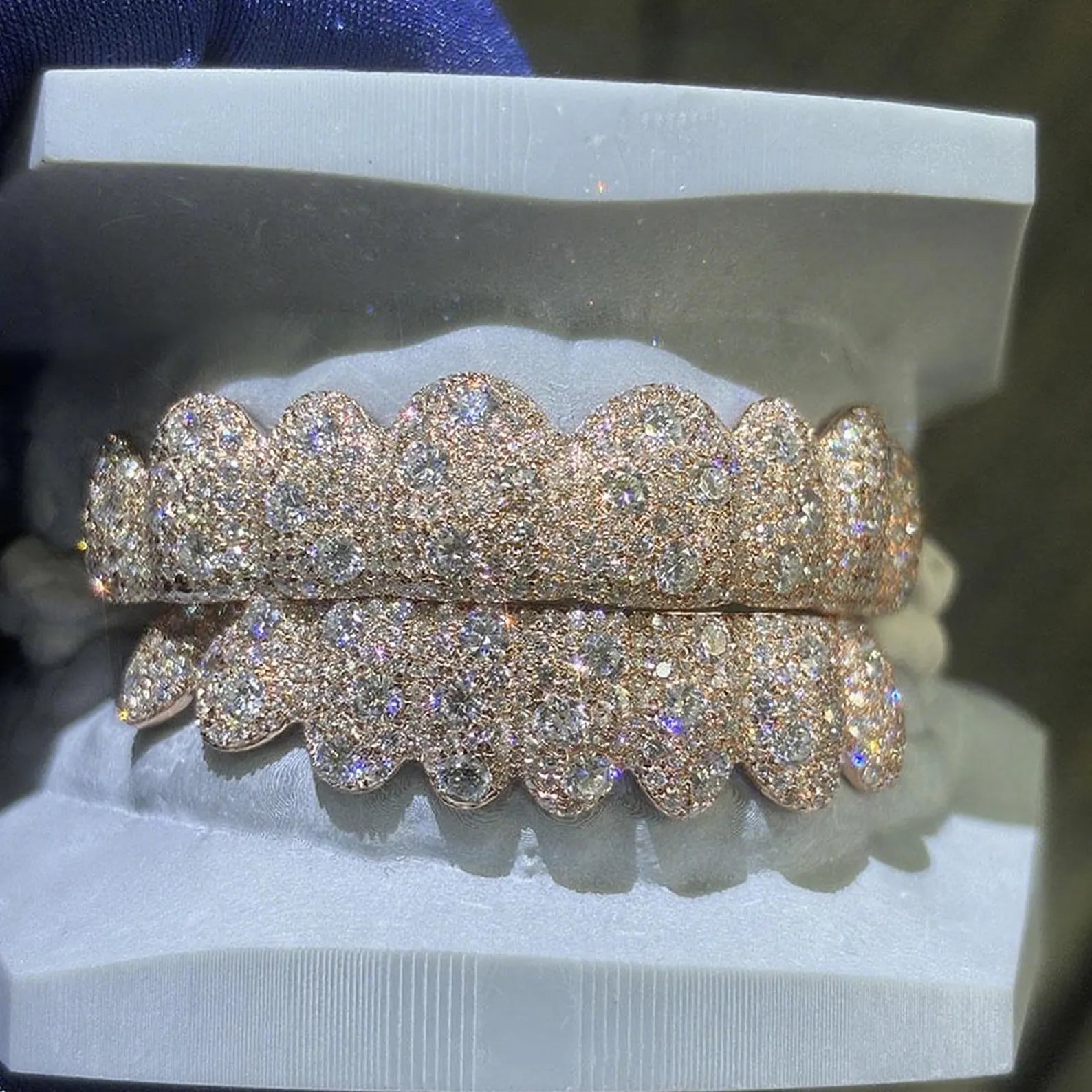 Custom-made braces in S925 sterling silver with VVS moissanite
