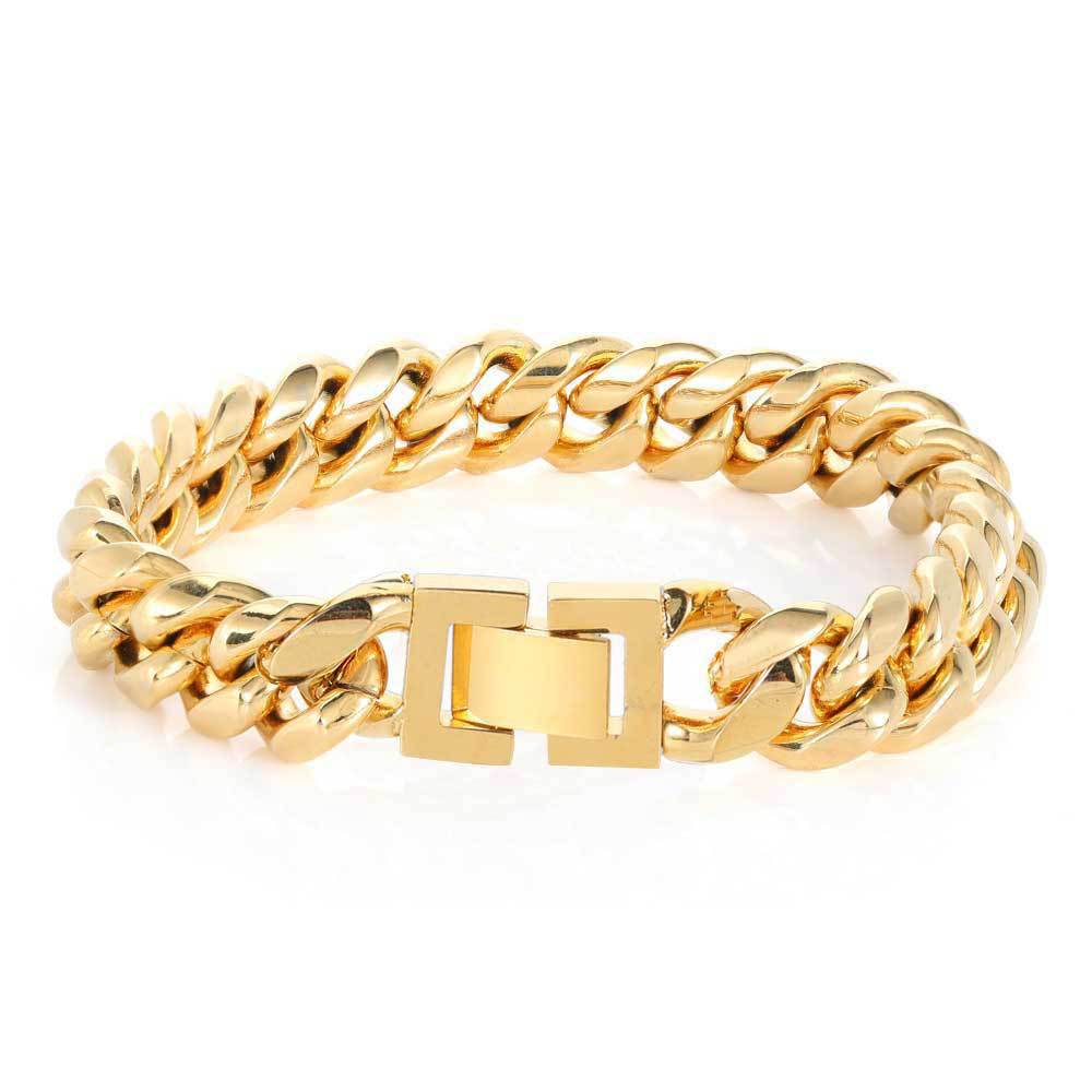 6/8/10/12/14/16/18MM 18K Gold Plated Jewelry Buckle Miami Cuban Link Chain