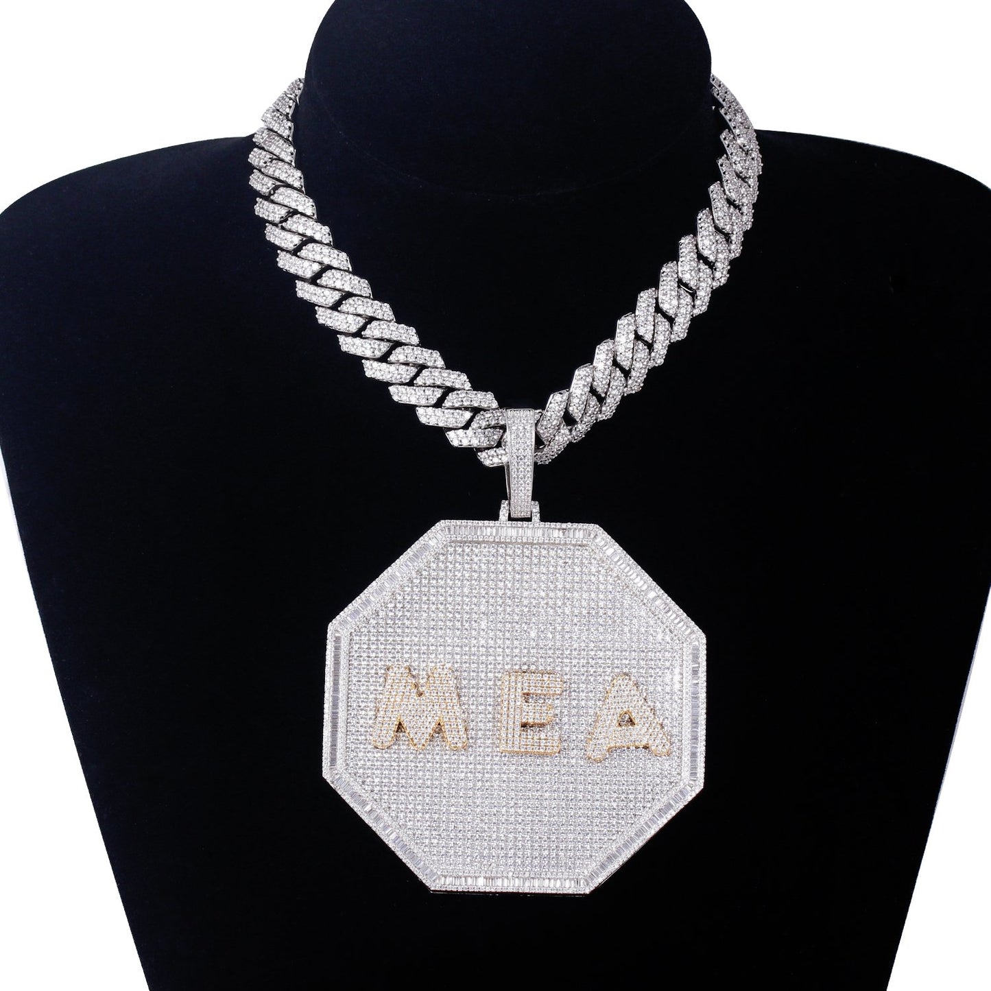 Custom Moissanite Personalized Octagon 3D Big Pendant