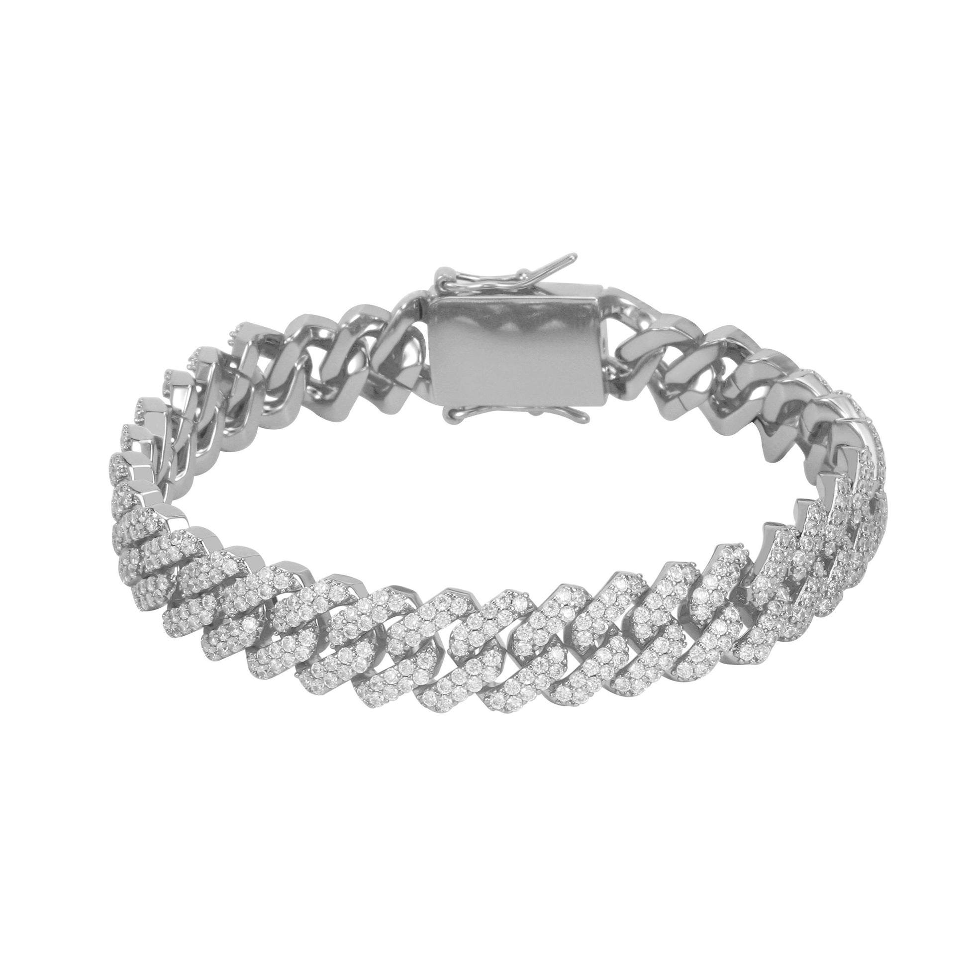 12MM White Gold Cuban Link Bracelet
