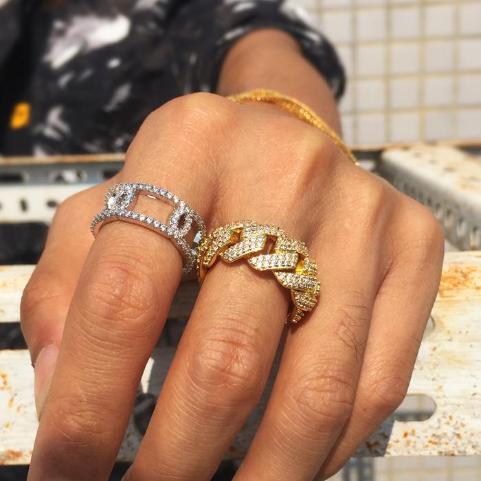 14K Gold Iced Cuban Link Ring