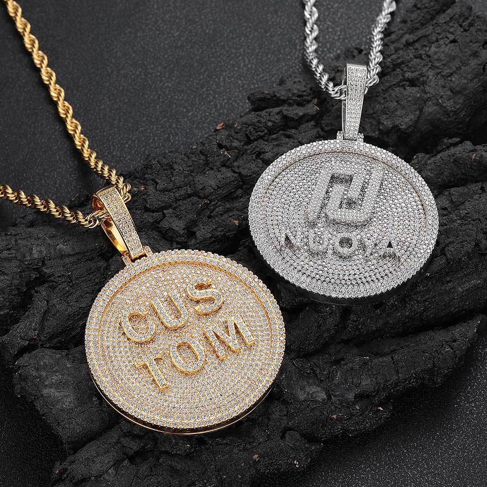 GUBANLINK 60MM Customized Letter Necklace 3D Large Disc