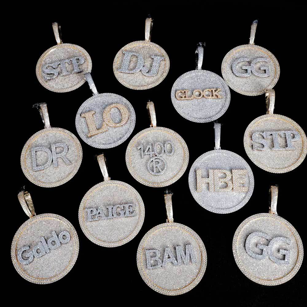 GUBANLINK 60MM Customized Letter Necklace 3D Large Disc
