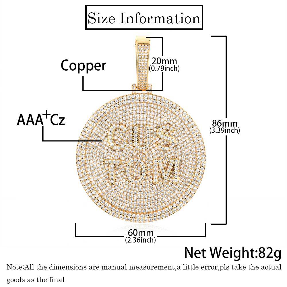 GUBANLINK 60MM Customized Letter Necklace 3D Large Disc