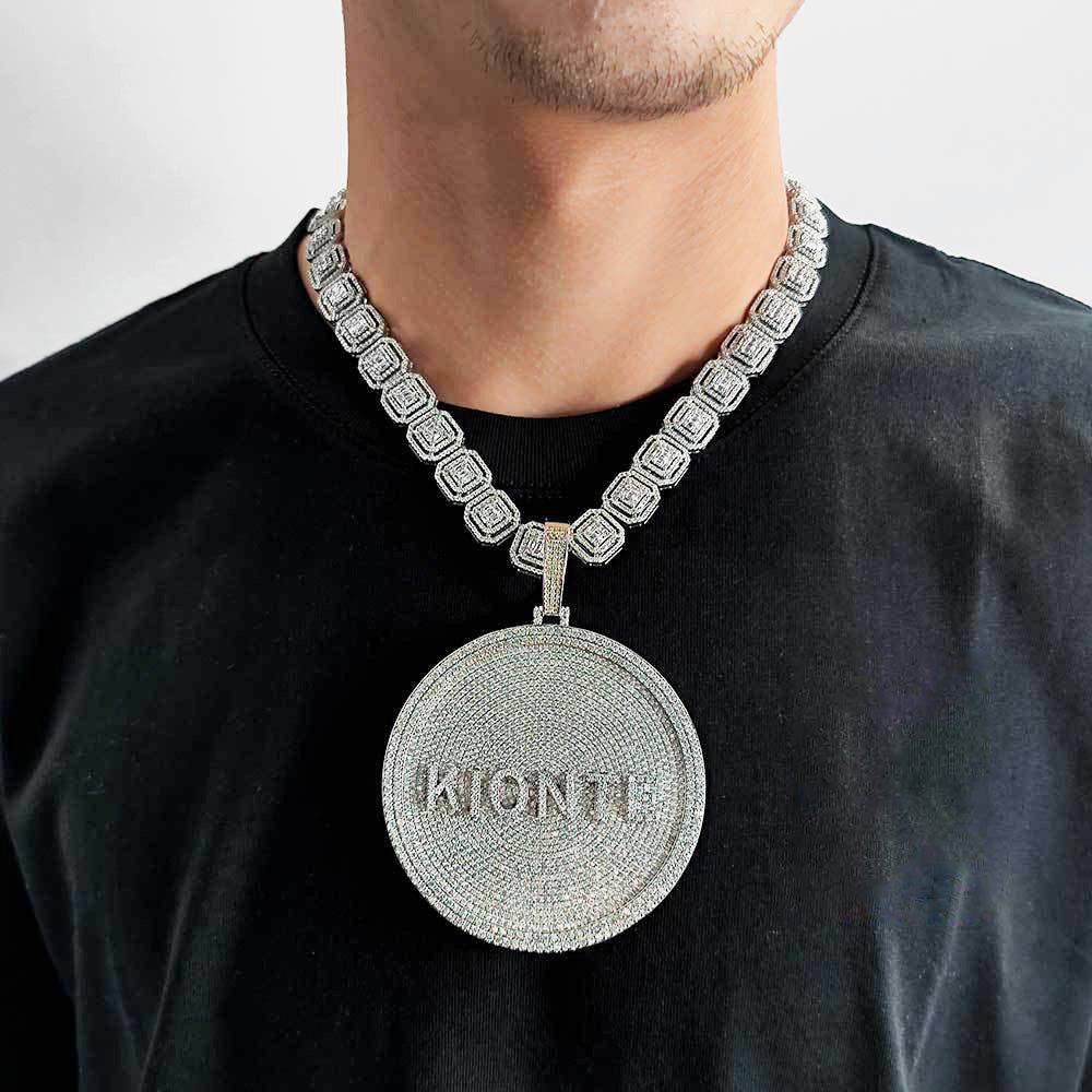 80MM Customized Letter Necklace 3D Large Disc Gubanlink