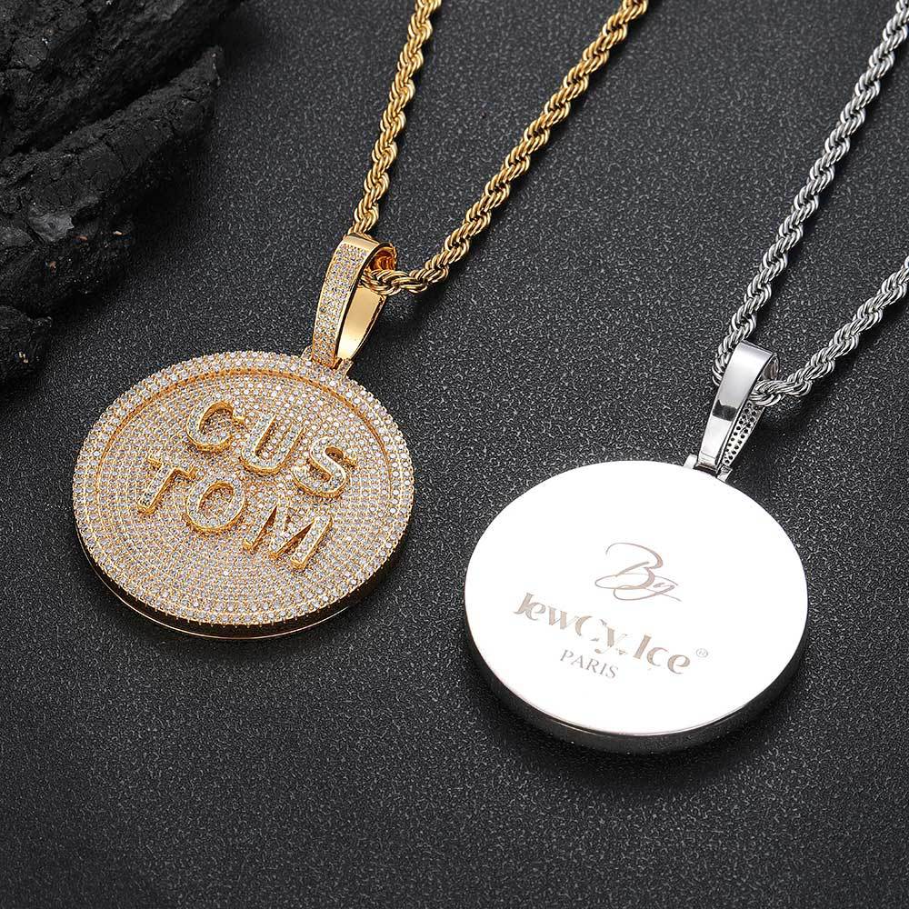 GUBANLINK 60MM Customized Letter Necklace 3D Large Disc Gubanlink
