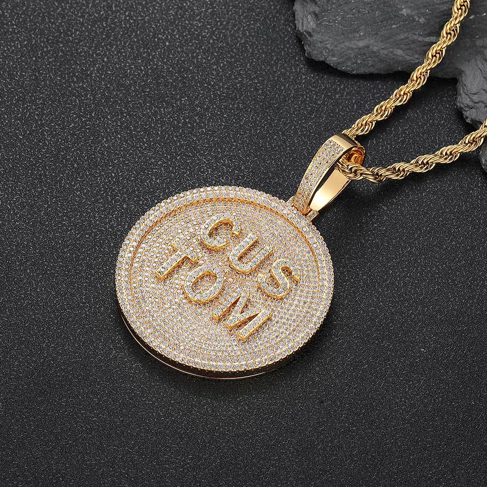 GUBANLINK 60MM Customized Letter Necklace 3D Large Disc