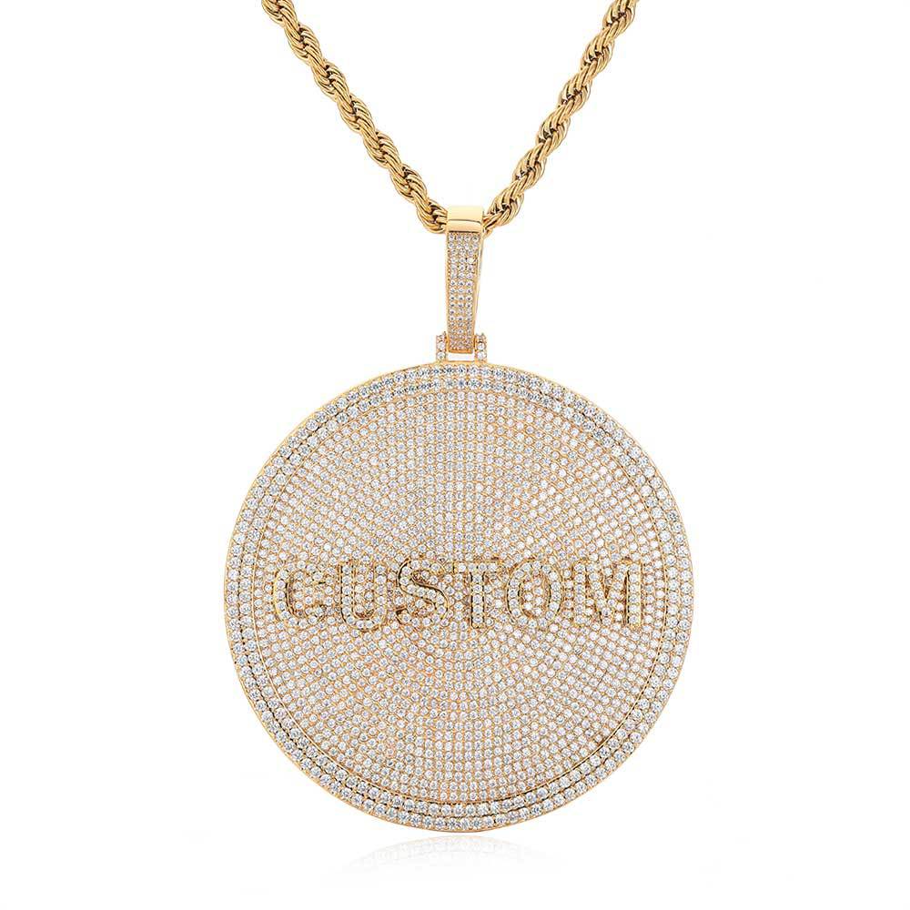 80MM Customized Letter Necklace 3D Large Disc Gubanlink