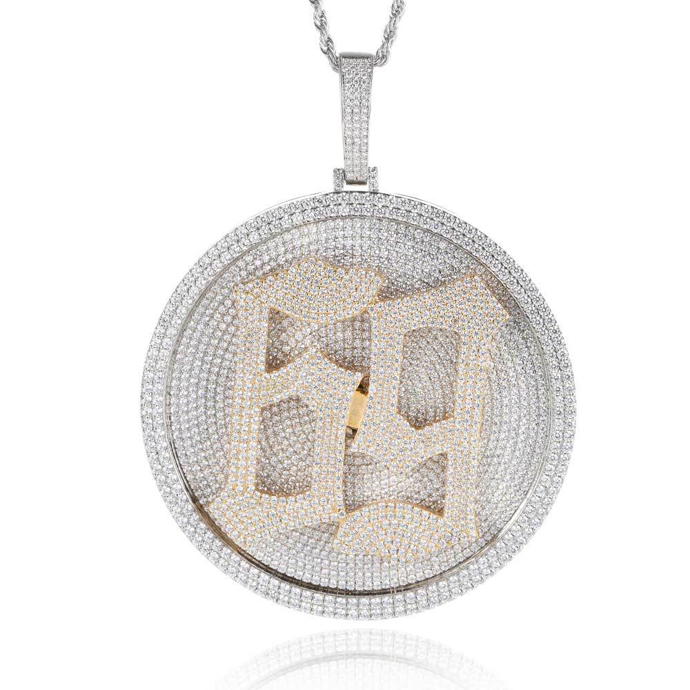Rotatable 3D large disc customized  number pendant Thegoldlinks