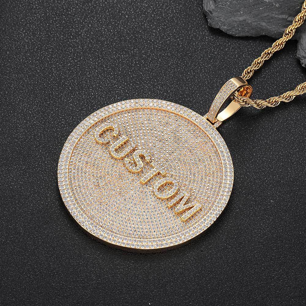 80MM Customized Letter Necklace 3D Large Disc Gubanlink