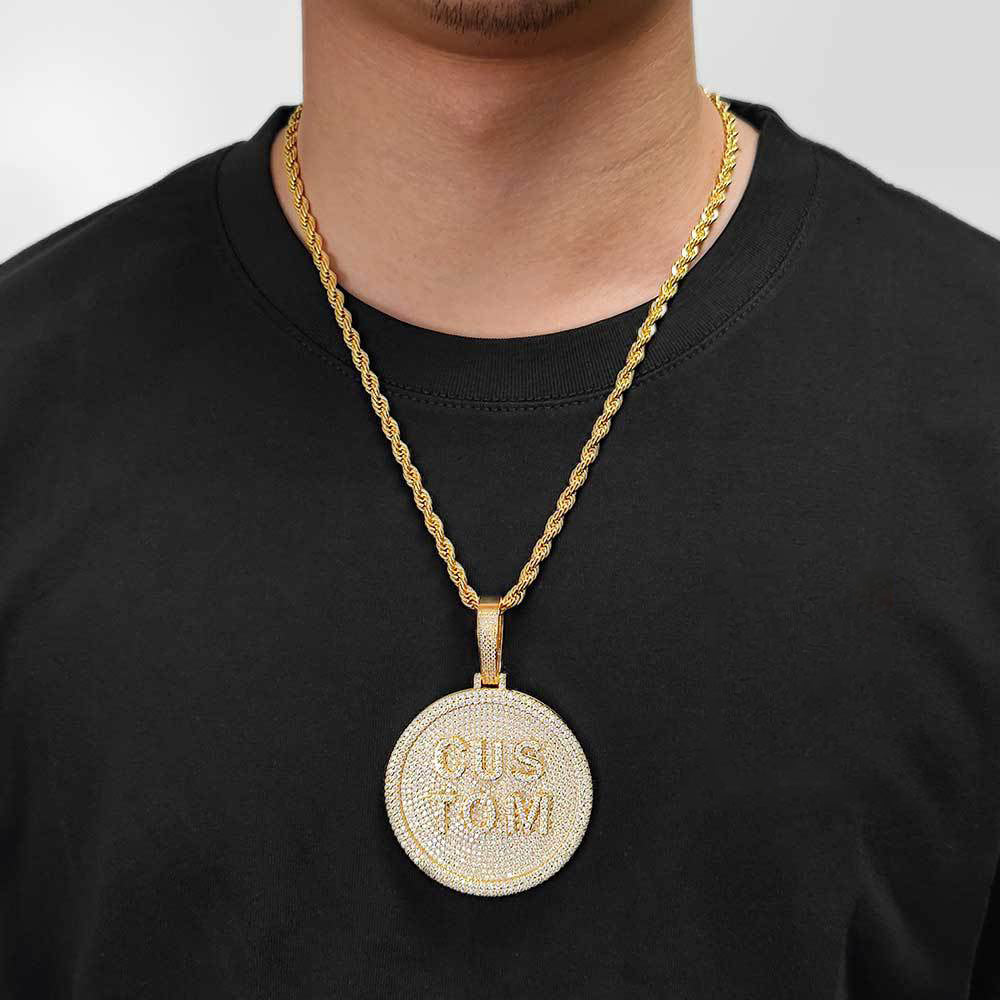 GUBANLINK 60MM Customized Letter Necklace 3D Large Disc