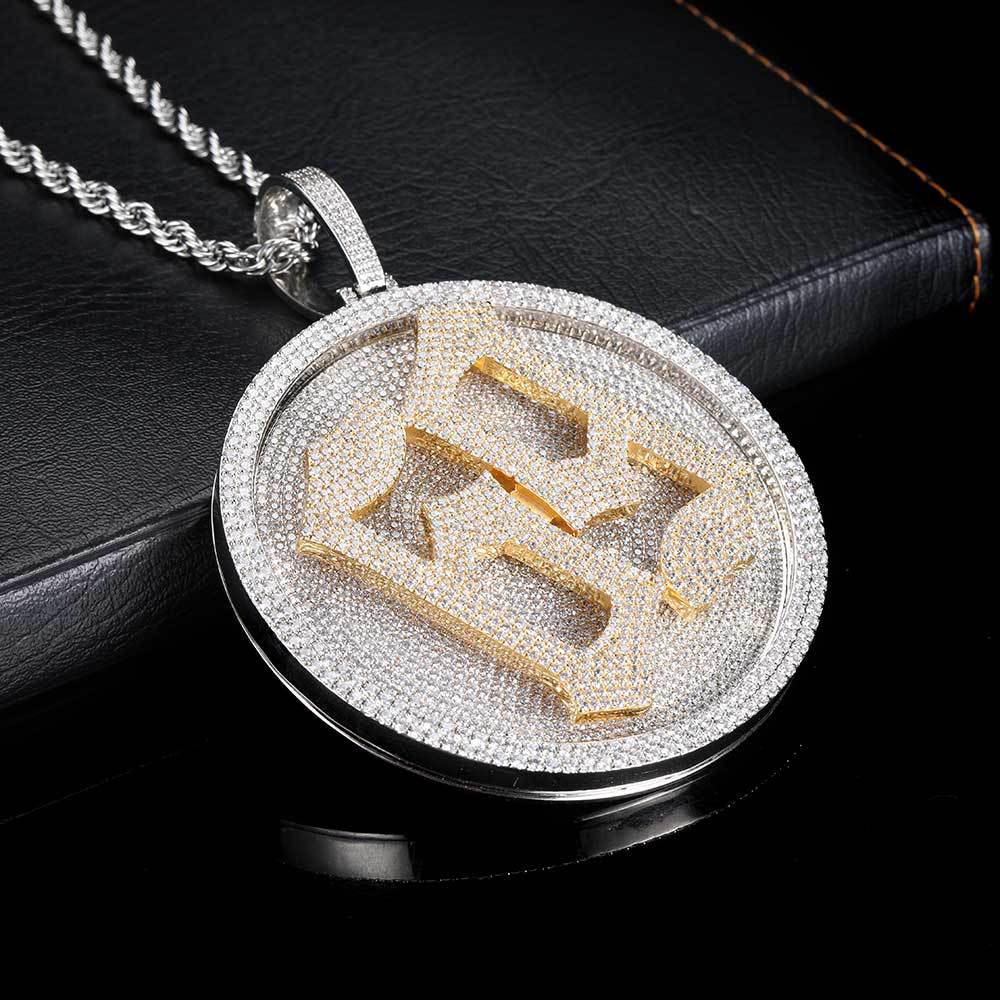 Rotatable 3D large disc customized  number pendant