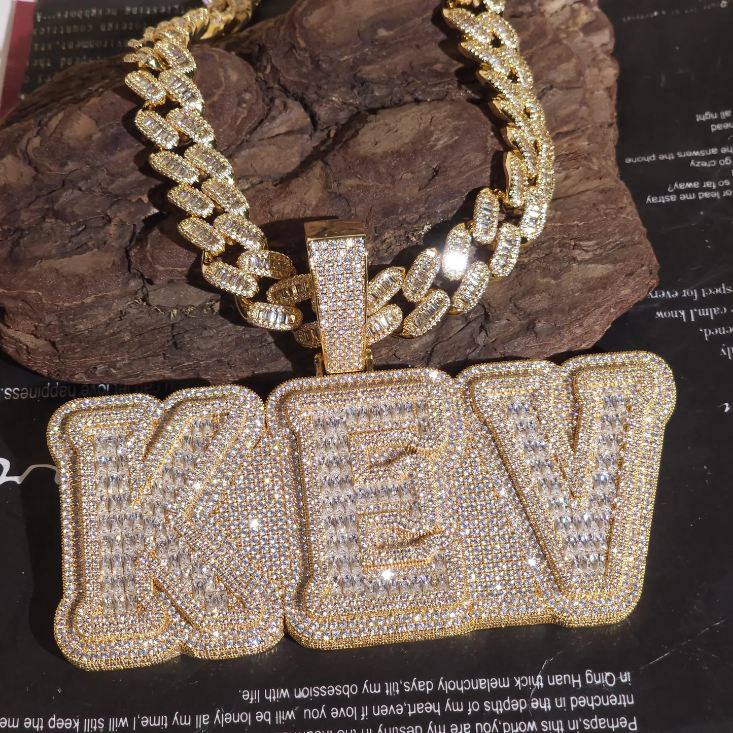 Custom Square and Round Silver Moissanite Letter Pendants