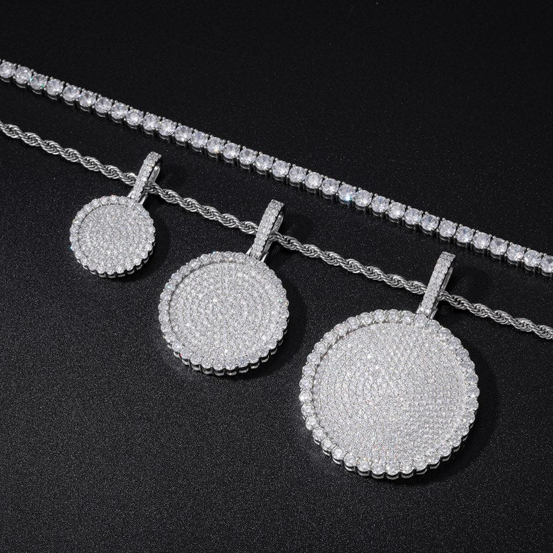 S925 Moissanite Round Dog Tag Pendant