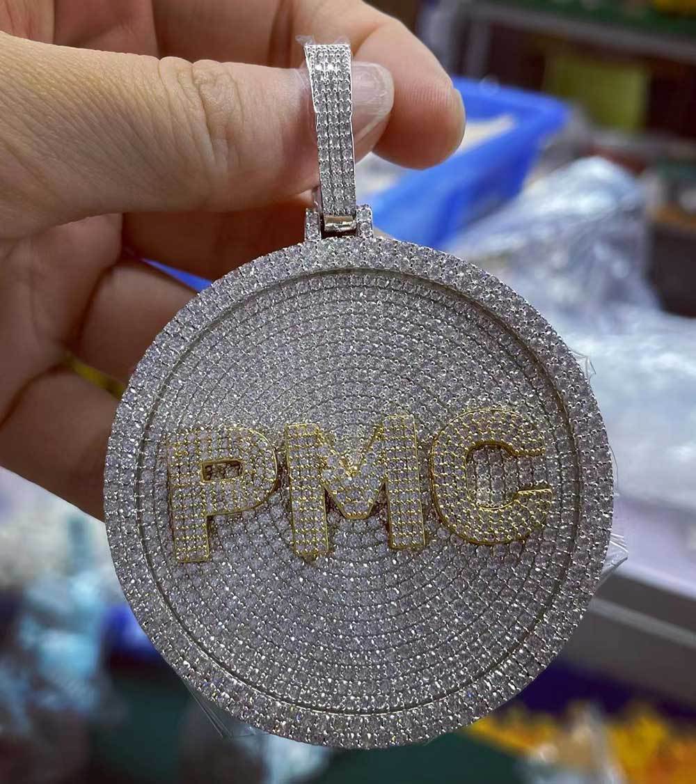 GUBANLINK 60MM Customized Letter Necklace 3D Large Disc