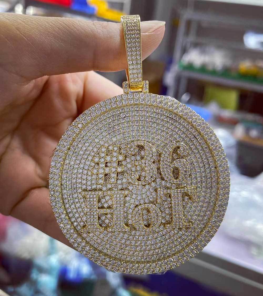 GUBANLINK 60MM Customized Letter Necklace 3D Large Disc