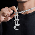 Custom 925 full ice crystal moissanite letter name pendant Gubanlink