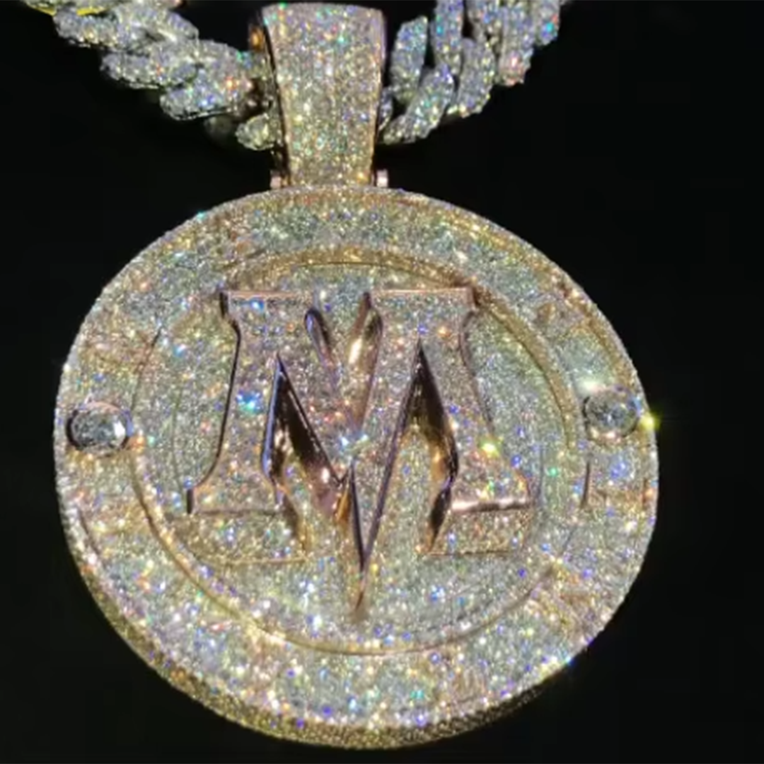 Custom Name Letter Pendant VVS Moissanite 925 Silver 18K Gold Plated Hip Hop Letters Pendant Gubanlink