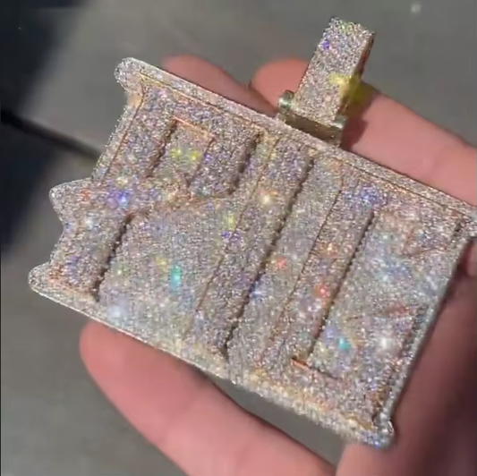 Bling Sparkle Name Letter Necklace Pendant Custom Iced Out Personal Design VVS Moissanite Pendant Hip Hop Jewelry