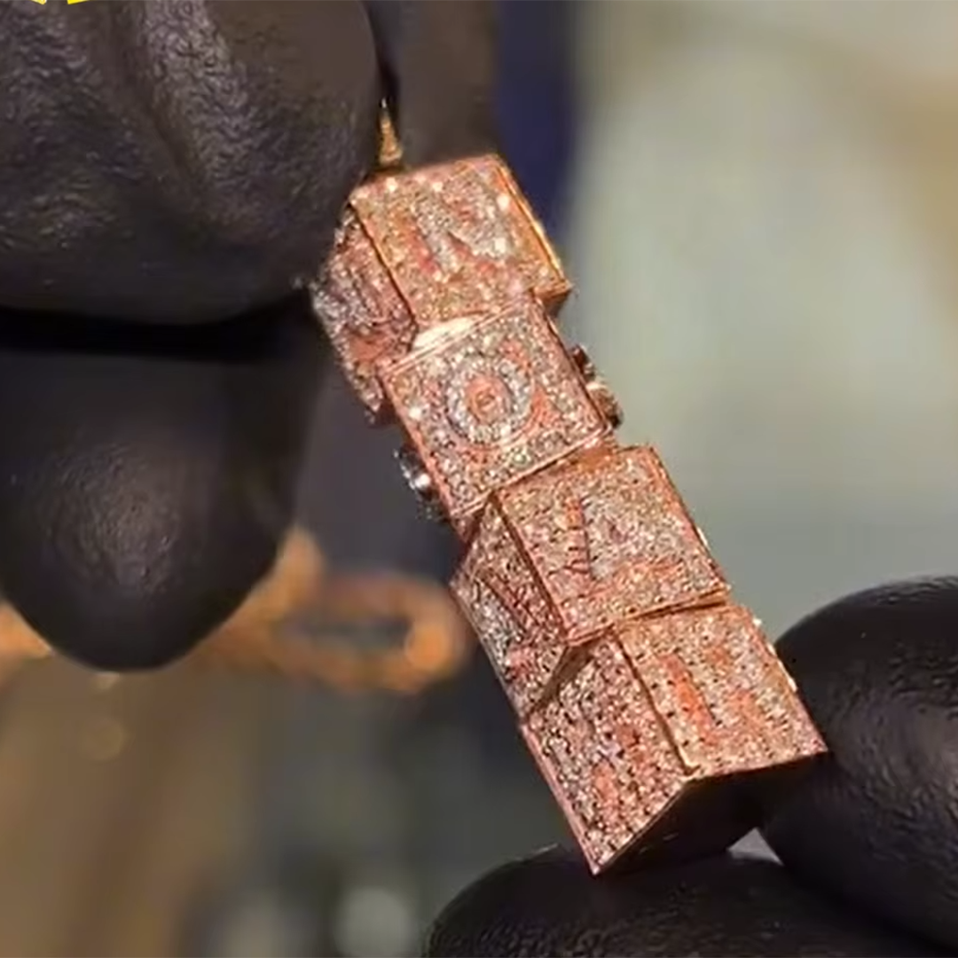 Custom 925 Sterling Silver Fully Iced VVS Moissanite Rapper Pendant