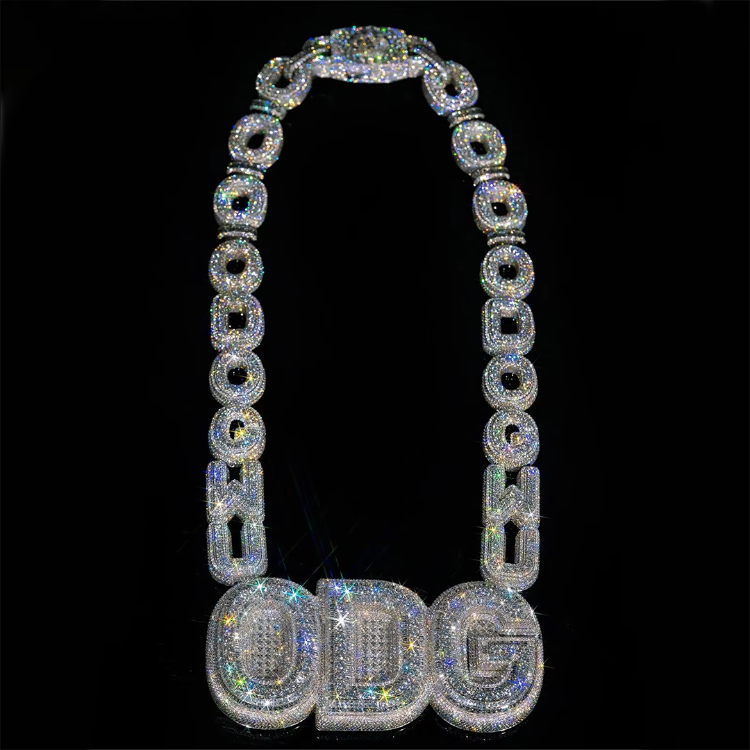 Personalized Custom Baguette  Name Chain Pendant Bling Rappers Fashion Mens Jewelry Hip Hop Iced Out 18K White Gold