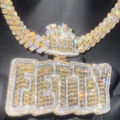 Custom Name Letter Pendant Luxury baguette Shape Moissanite 925 Silver 18K Gold Plated Hip Hop Letters Pendant Gubanlink