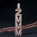 3D jewelry 925 full ice crystal moissanite letter name pendant Gubanlink