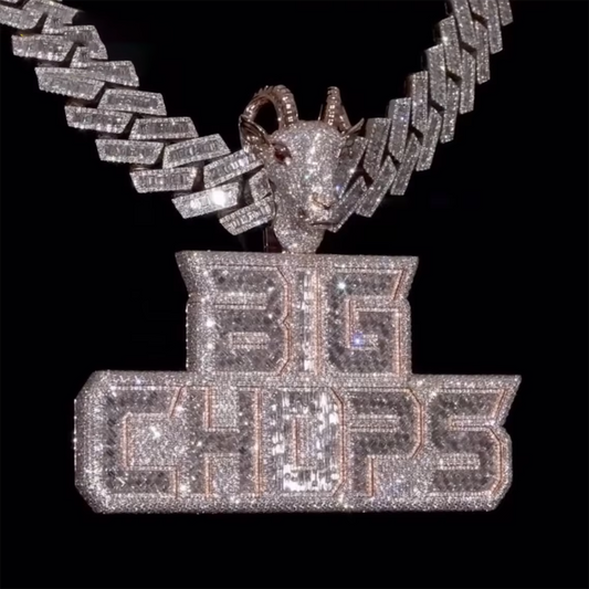 Custom 925 Sterling Silver 3D Letter Ice Crystal VVS Moissanite Diamond Pendant Necklace