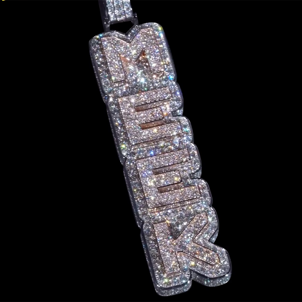 Custom 925 silver full ice VVS moissanite letter name pendant