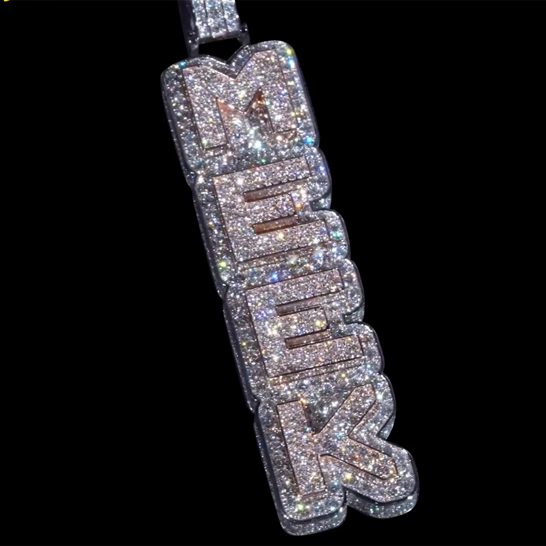 Custom 925 silver full ice VVS moissanite letter name pendant Gubanlink