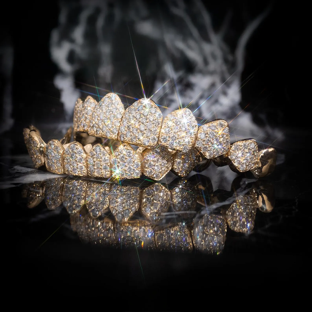 Honeycomb Moissanite 925 Silver GRILLZ（deposit） Gubanlink