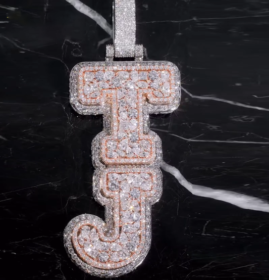 Customized personal rapper 3D jewelry 925 full ice crystal moissanite letter pendant