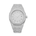 14K White Gold  44MM Bust Down Moissanite Watch Gubanlink
