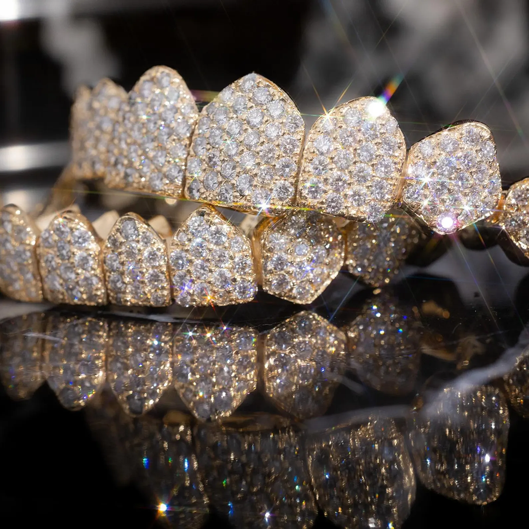 Honeycomb Moissanite 925 Silver GRILLZ（deposit） Gubanlink