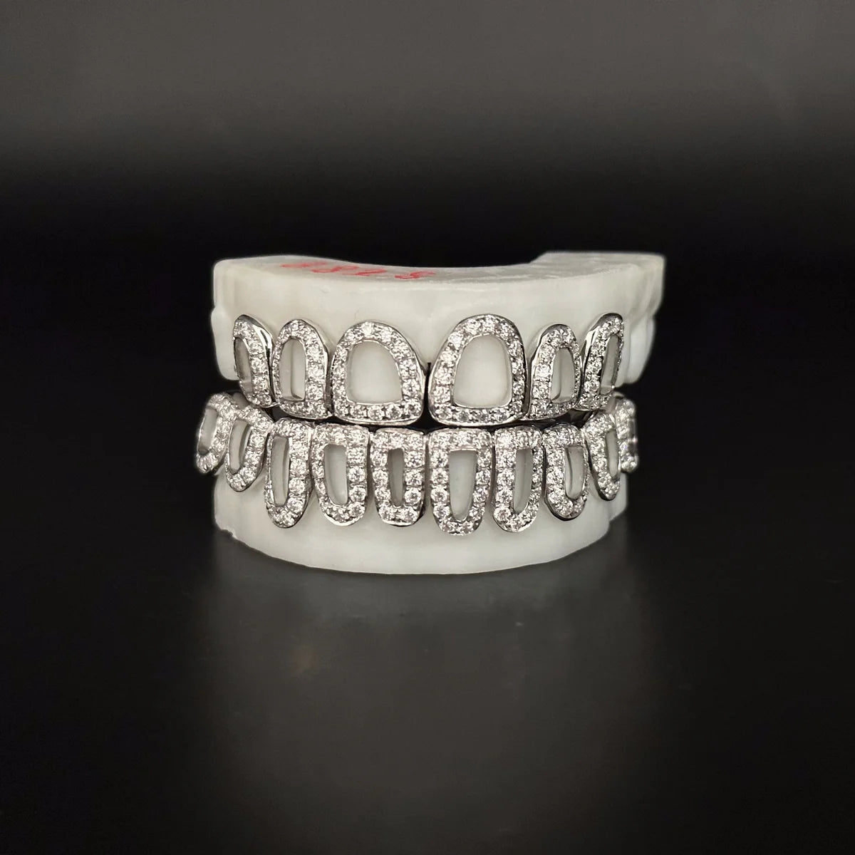 Polished Moissanite Braces Hollow Gold Grillz