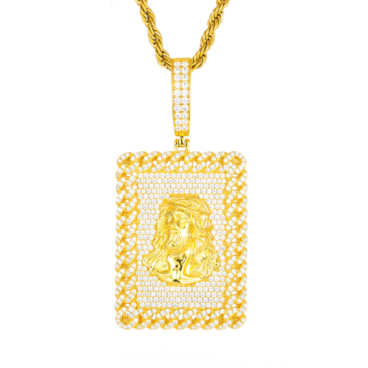 Icy Moissanite Jesus Pendant (Sterling Silver)