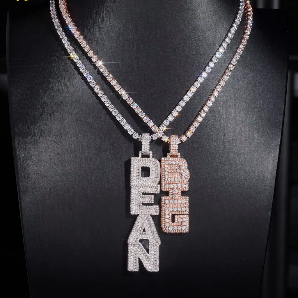 Custom Silver Fully Iced VVS Moissanite Rapper Letter Pendant