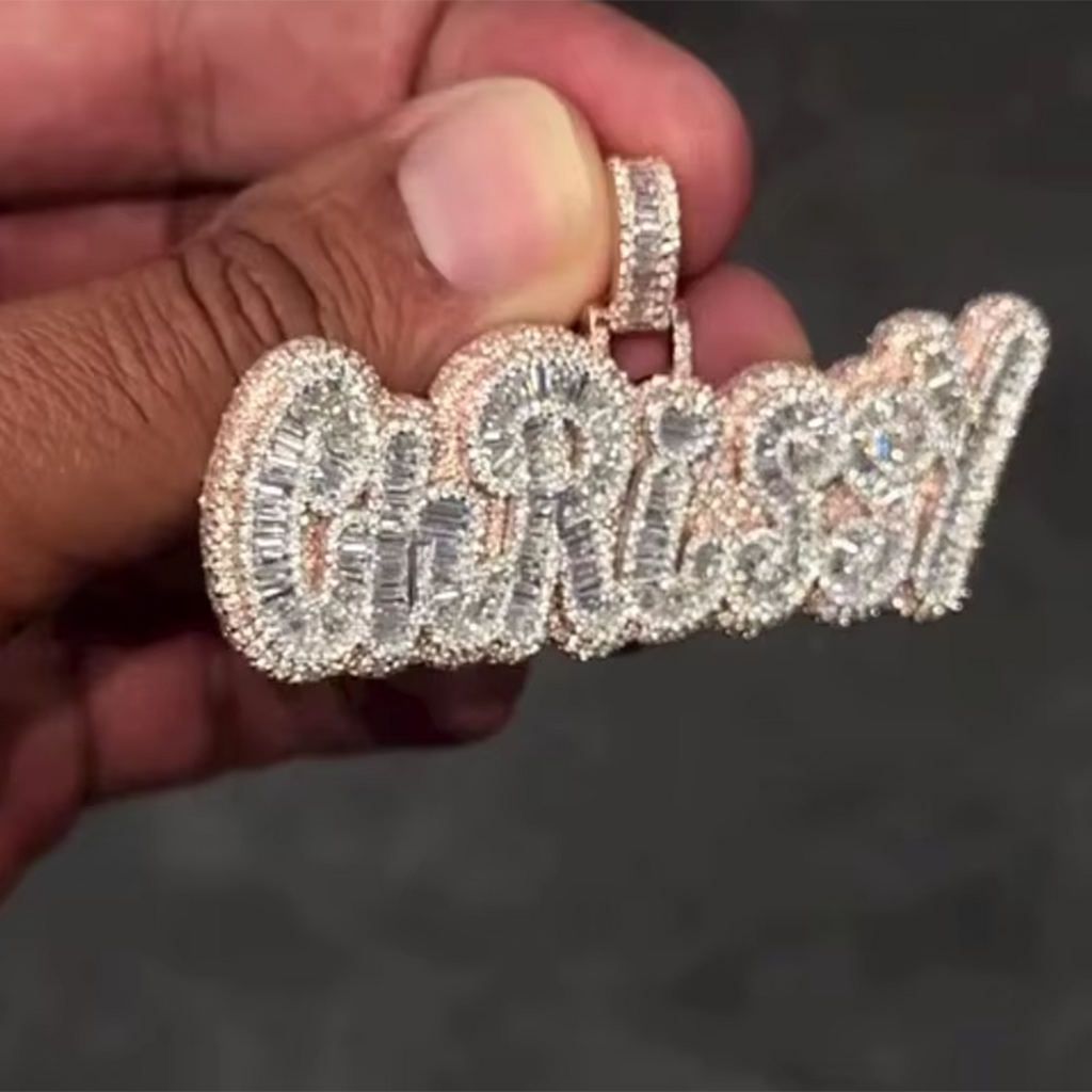 Luxury Design Baguette VVS Diamond 925 Sterling Silver Name Pendant Custom Men Women Hip Hop Iced Out Moissanite Letters Pendant