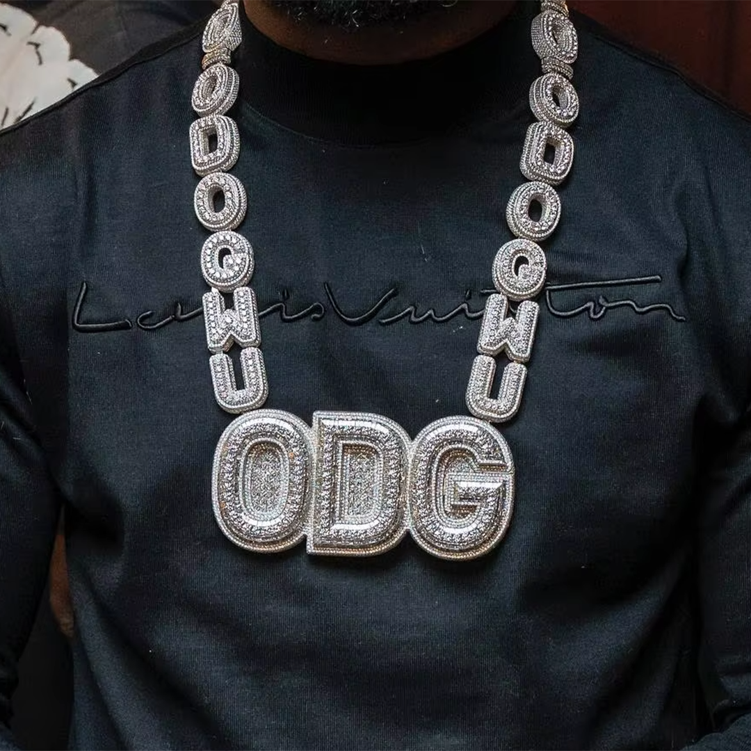 Personalized Custom Baguette  Name Chain Pendant Bling Rappers Fashion Mens Jewelry Hip Hop Iced Out 18K White Gold Gubanlink