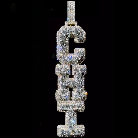 Bling Hip Hop Pendant Tennis Chain Fashion Silver Jewelry VVS Moissnaite Diamond Custom Iced Out Letter Name Pendant Necklace