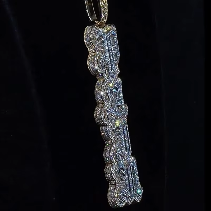 925 sterling silver VVS moissanite diamond alphabet pendant