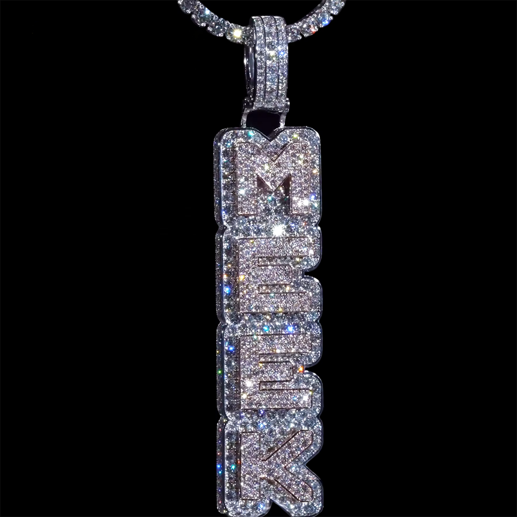 Custom 925 silver full ice VVS moissanite letter name pendant