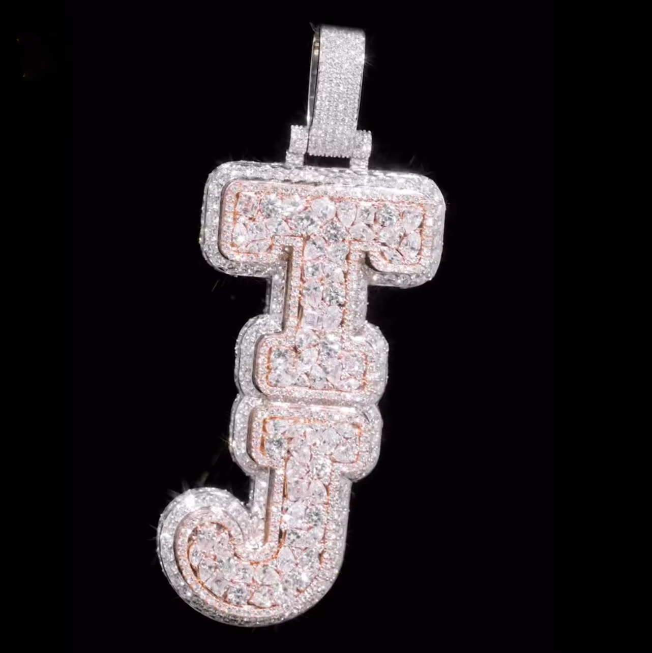 Customized personal rapper 3D jewelry 925 full ice crystal moissanite letter pendant