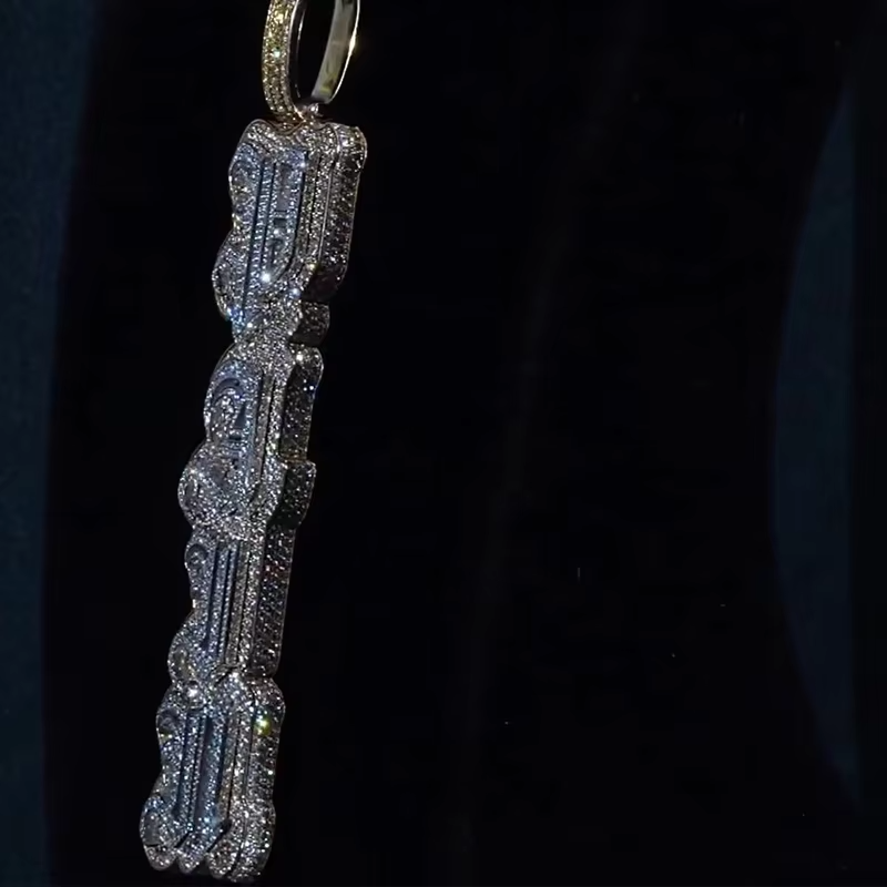 925 sterling silver VVS moissanite diamond alphabet pendant