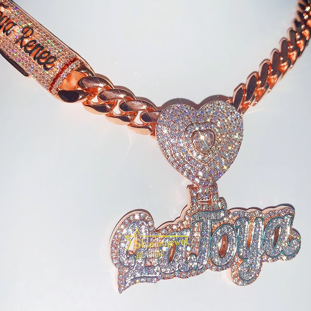 Custom Moissanite Pendant Necklace Set Fine Jewelry Hip Hop Iced Out Moissanite Pendant Gubanlink